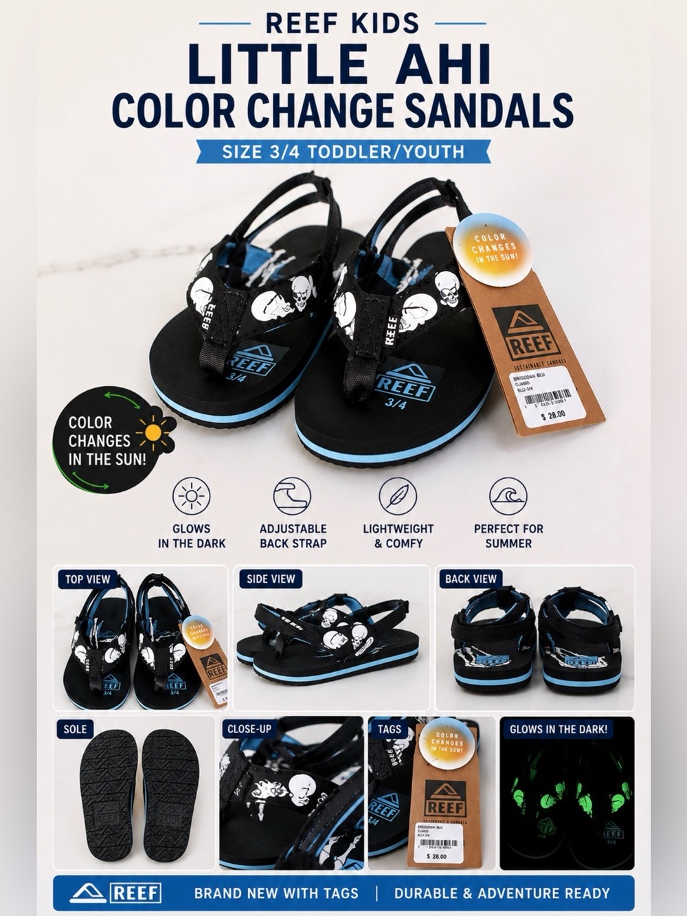REEF Kids Little Ahi Color Change Sandal